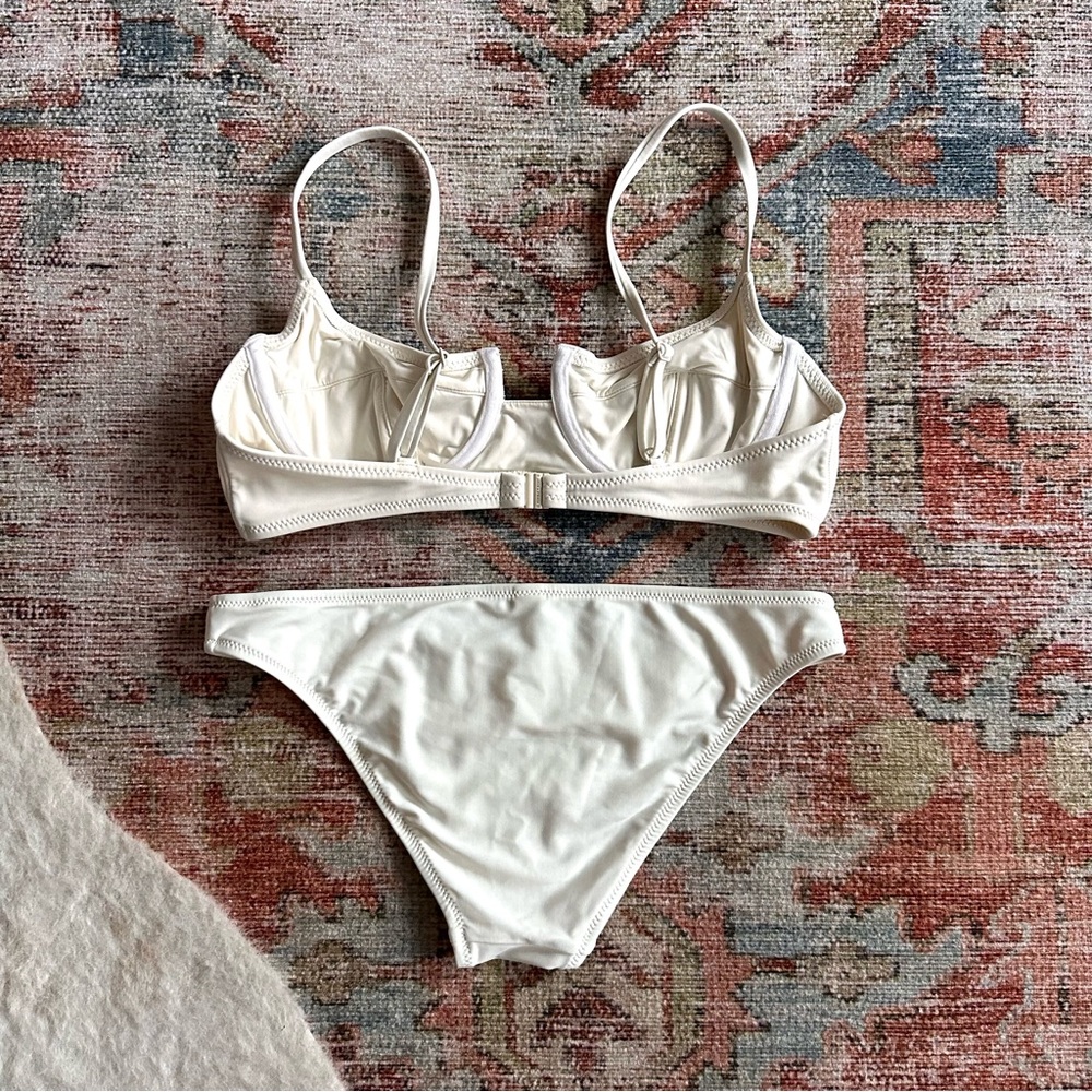 Solid & Striped White Bikini Set - image 3